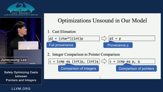 2019 EuroLLVM Developers’ Meeting: J. Lee “Safely Optimizing Casts between Pointers and Integers” смотреть онлайн