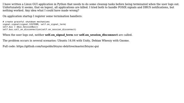 How to let Linux Python application handle termination on user logout correctly? смотреть онлайн