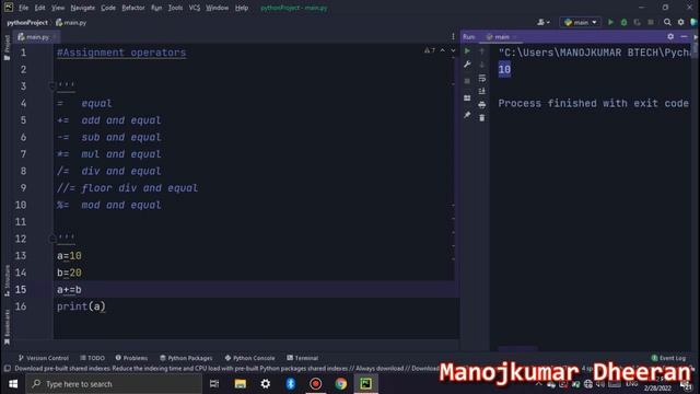 Python Programming in Tamil | Assignment Operators in Python | Manojkumar Dheeran смотреть онлайн