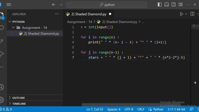 Shaded Diamond | Assignment - 14 | Python | NxtWave | CCBP 4.0 смотреть онлайн