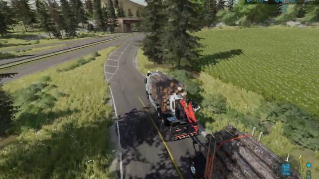 FS22?VOLVO FH16 750 TIMBER TRUCK?Map:Nordgrad?Logging?Loading wagons with spruce logs смотреть онлайн