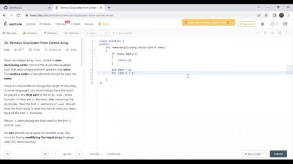 026 remove duplicates from sorted array
