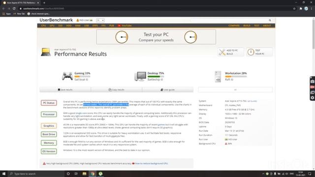 Acer Aspire 7 Benchmark test and CPU-Z information смотреть онлайн