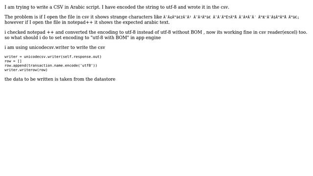 Google App engine python writing csv in arabic смотреть онлайн