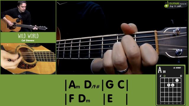 Wild World - Cat Stevens - TUTO Cover Guitare - C смотреть онлайн