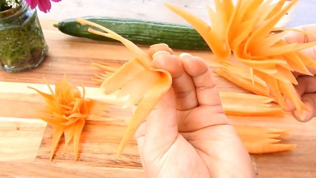 Handmade Carrot Flower | Vegetable Carving Garnish | Food Decoration | Party Garnishing