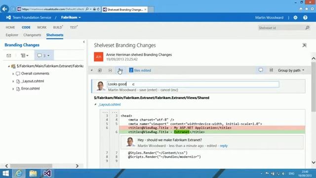 Visual Studio 2013 Launch Collaborating on Changesets or Git Commits Using Code Comments смотреть онлайн