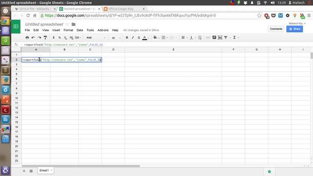 Import RSS feed into Google Spreadsheets смотреть онлайн