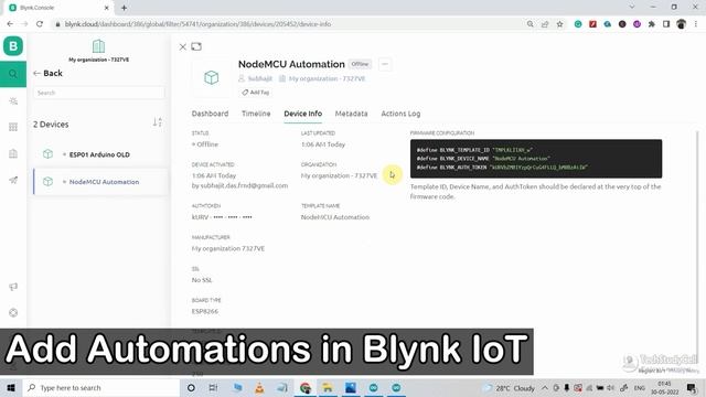 ESP8266 Project using Blynk Google Assistant with Timer and Sensor | IoT Projects 2022 смотреть онлайн