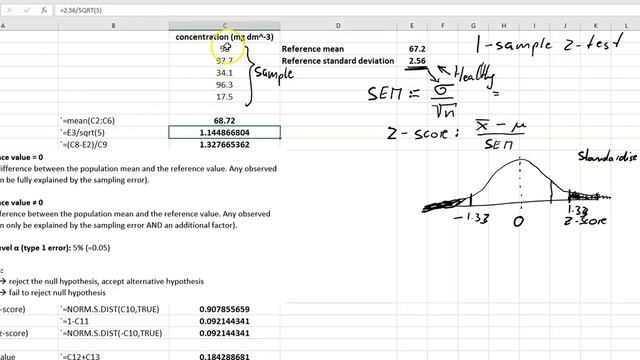 1 sample z-test in Excel смотреть онлайн