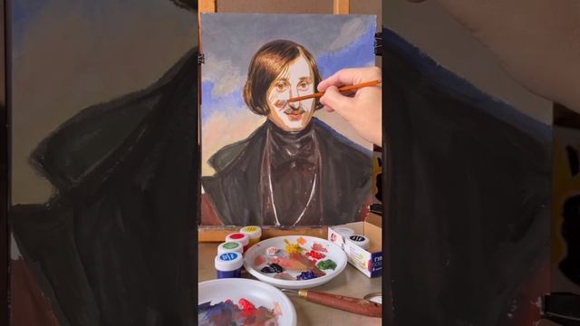 Простой гуашью напишу портрет Гоголя кисти Моллера. смотреть онлайн