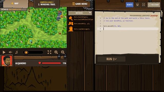 Code Combat - Level 2 - Winding Trail JavaScript - Computer Science 2 смотреть онлайн