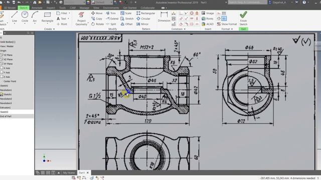 #6 Моделювання вентиля (Modeling valve for AutoCAD Comunity on Facebook) смотреть онлайн