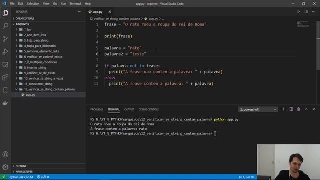 Verificar se string contém uma palavra em Python смотреть онлайн