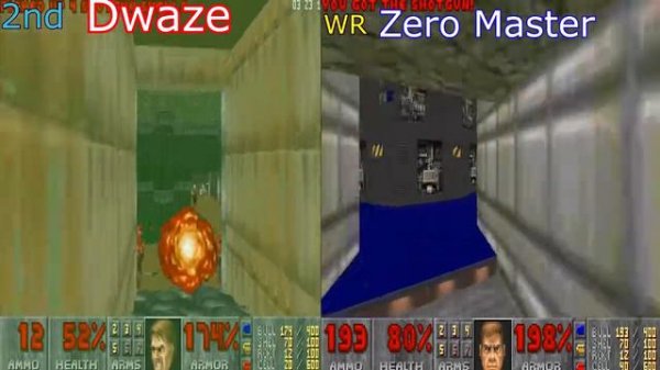 Doom World record side by side comparison.  Zero Master Vs Dwaze