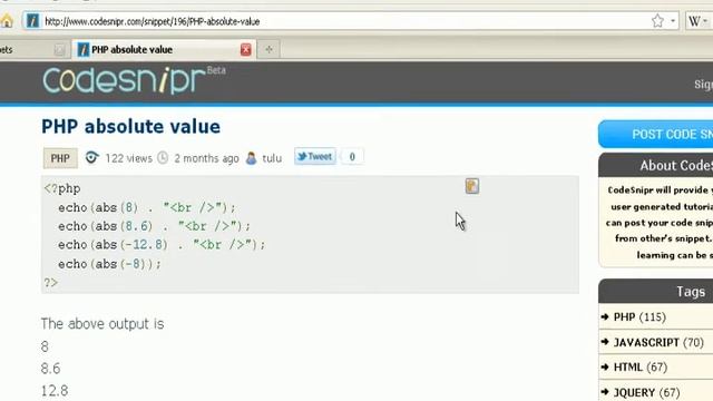 PHP Tutorial : PHP absolute value смотреть онлайн