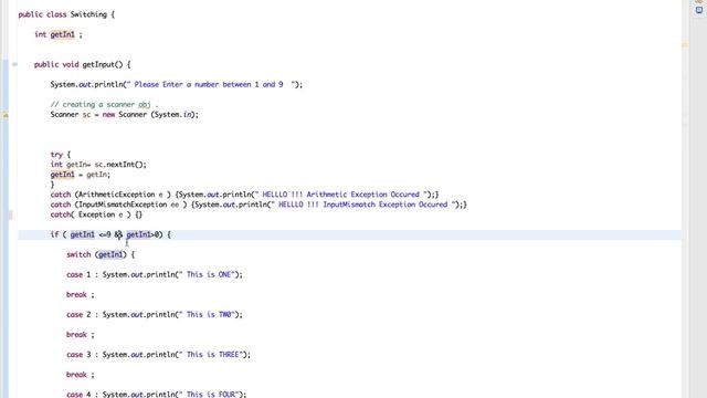 Java Coding - Aniket - Using Switch and If with try catch and keyboard input смотреть онлайн