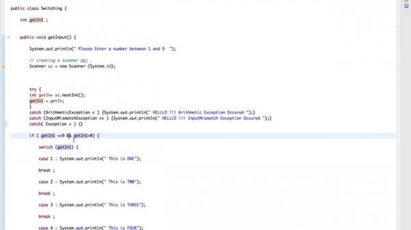 Java Coding - Aniket - Using Switch and If with try catch and keyboard input