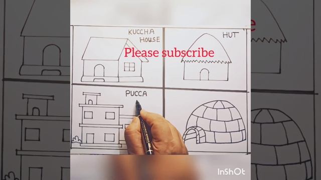 How to Draw Different types of House ll 4 Different types of House Drawing Colouring смотреть онлайн