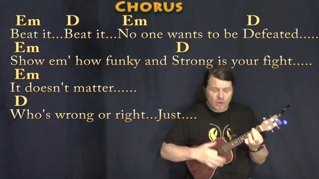 Beat It (Michael Jackson) Ukulele Cover Lesson in Em with Chords/Lyrics смотреть онлайн