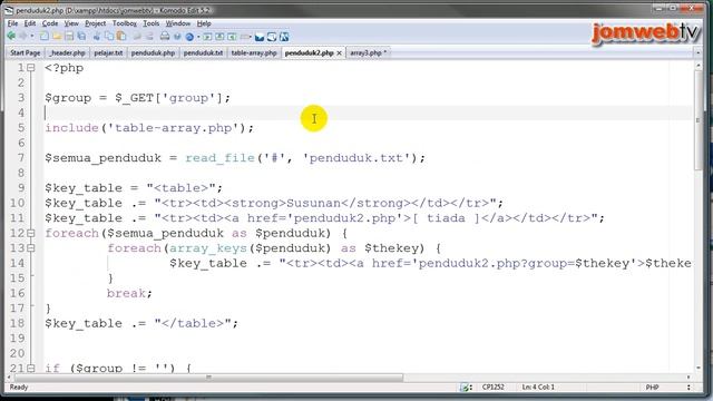 JOMWEBTV, PHP dan Array - Bhg 3 (Pt3) смотреть онлайн