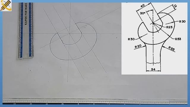 Spanner 2 - tangency in | Technical drawing | Engineering drawing смотреть онлайн