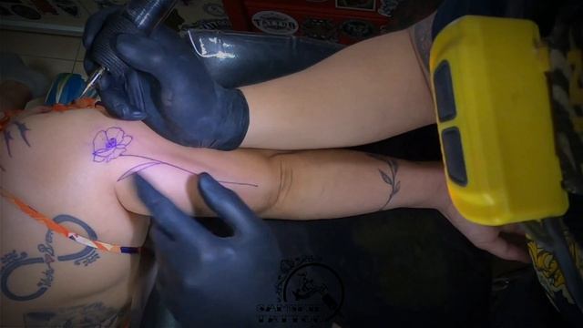 Floral Tattoo Using WOS E60 Tattoo Machine