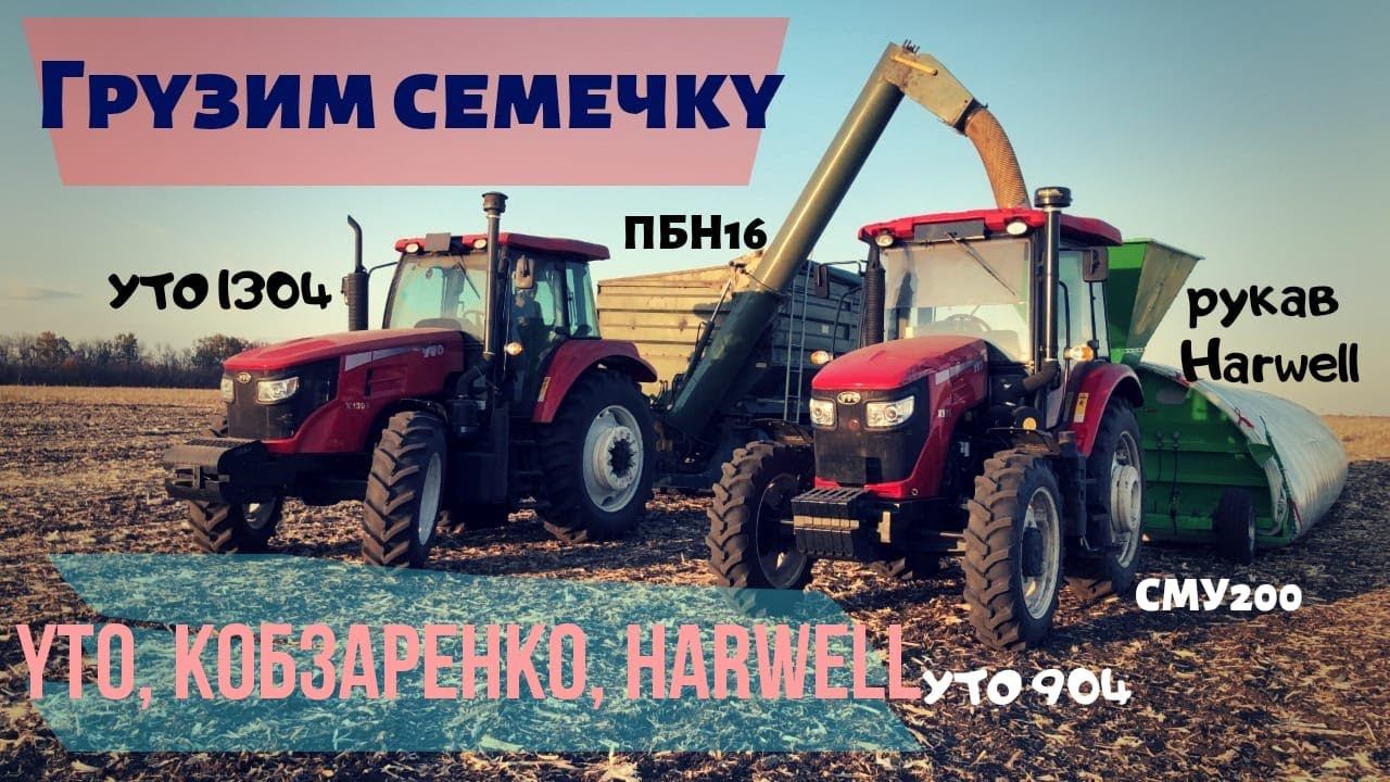 Юркие китайцы Трактора YTO грузят семечку в полимерные рукава для зерна смотреть онлайн