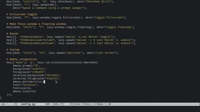 Qtile: How to easily add dmenu to your config. смотреть онлайн
