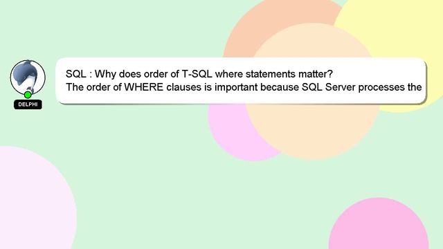 SQL : Why does order of T-SQL where statements matter? смотреть онлайн