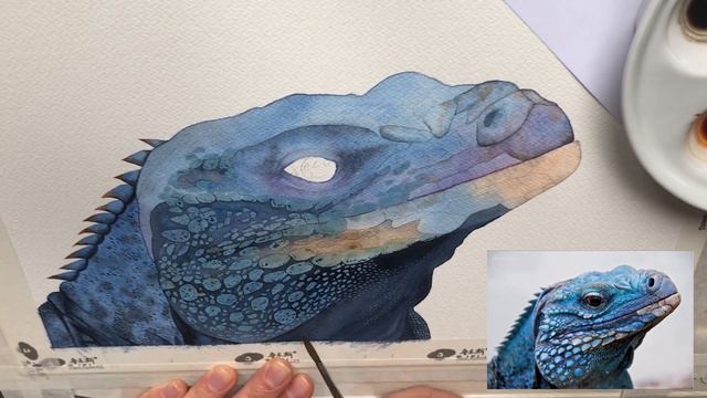 Watercolor Iguana Tutorial And Painting Process 🦎 Watercolor Scales 🎨 Watercolor Tutorial Beginners