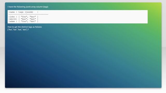 Postgresql - distinct values from jsonb array смотреть онлайн