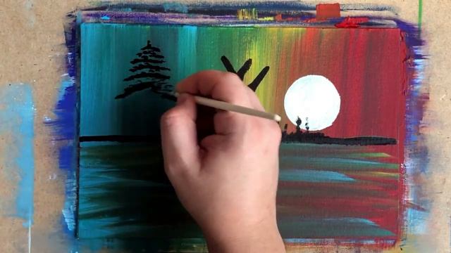 Картина акрилом пейзаж | картина осень | picture autumn | картина красками за 10 минут смотреть онлайн