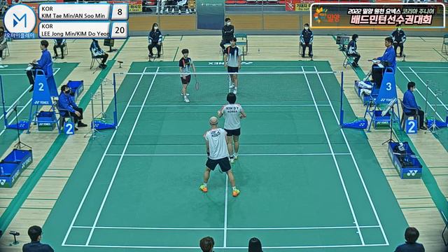 혼복 XD- U17 준결승 | (KOR) KIM Tae Min/AN Soo Min vs (KOR) LEE Jong Min/KIM Do Yeon[2022 밀양 원천 요넥스 코리아주 смотреть онлайн