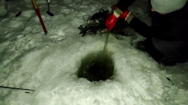 Ночная зимняя рыбалка. Ловля сеткой. смотреть онлайн