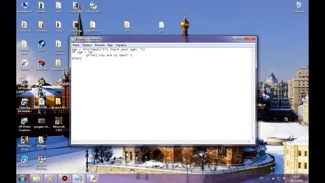 Программа для проверки возраста в Python v3 смотреть онлайн