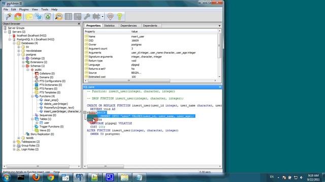 PostgreSQL - Create Function - Insert User смотреть онлайн