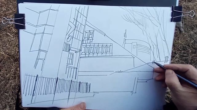 Городская зарисовка карандашом на пленере 05.04.2023 UrbanSketch Pencil Real time Drawing and study смотреть онлайн