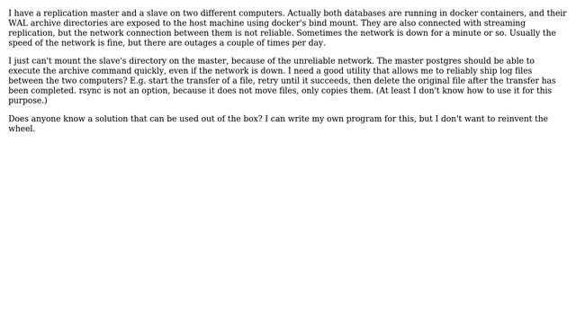 Howto reliably ship WAL log files between master and slave смотреть онлайн