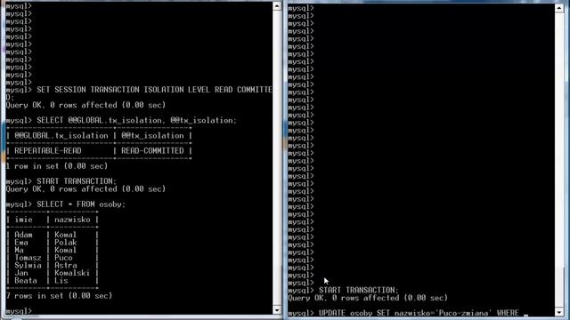 READ COMMITED transaction isolation level in MYSQL смотреть онлайн