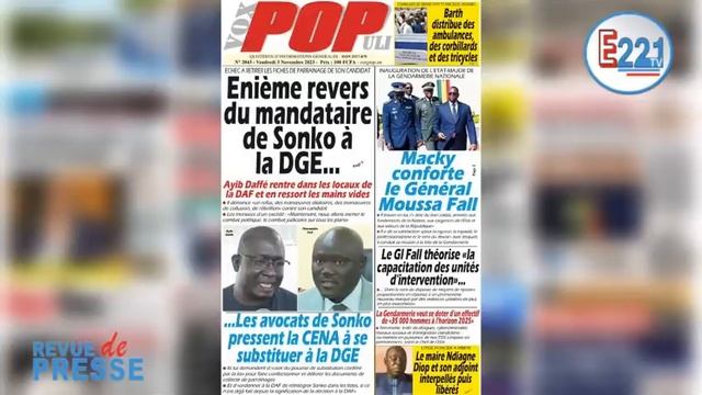 Revue de presse Wolof Vendredi 03 novembre 2023 смотреть онлайн