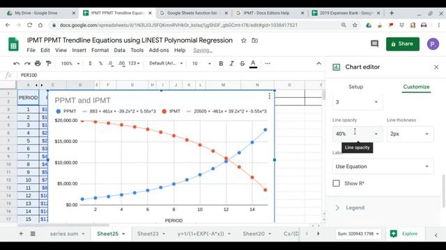 IPMT PPMT Trendline Equations using LINEST Polynomial Regression смотреть онлайн