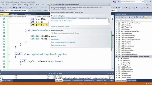 Lab27 InnerException and Custom Exception смотреть онлайн