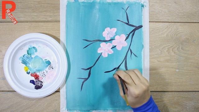 Цветущая ветка Сакуры | Как нарисовать Акрилом | Acrylic Painting Cherry Blossom flowers смотреть онлайн