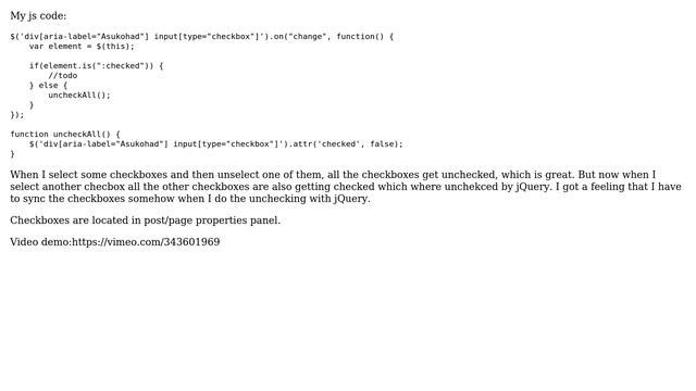 Wordpress: Unable to uncheck checkbox with jquery in wp admin смотреть онлайн