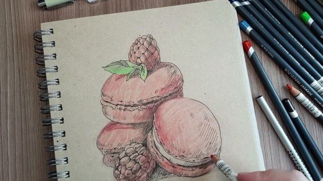Рисую пирожные Macarons / Смешанная техника / Mixed media смотреть онлайн