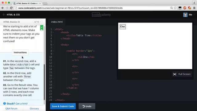 Codecademy HTML & CSS Learning about tables смотреть онлайн