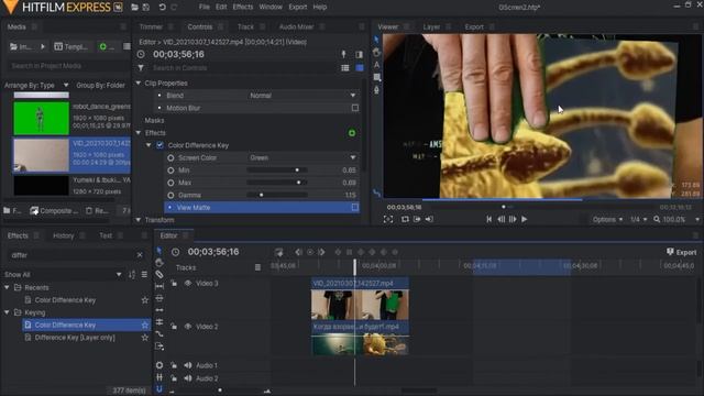 HitFilm Express. Эффект Green Screen (зеленый фон). смотреть онлайн