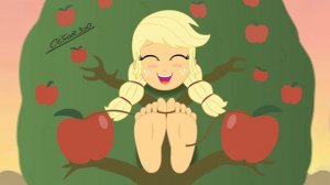 Equestria girl Applejack foot tickling.