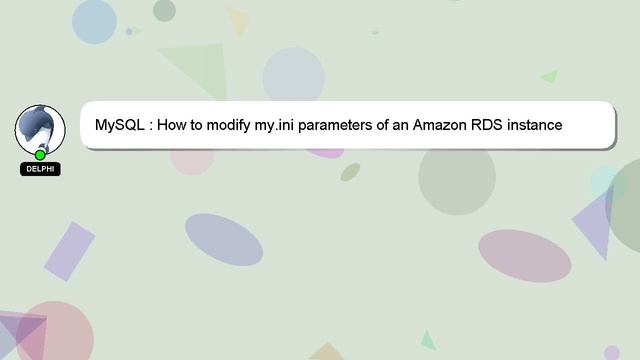 MySQL : How to modify my.ini parameters of an Amazon RDS instance смотреть онлайн